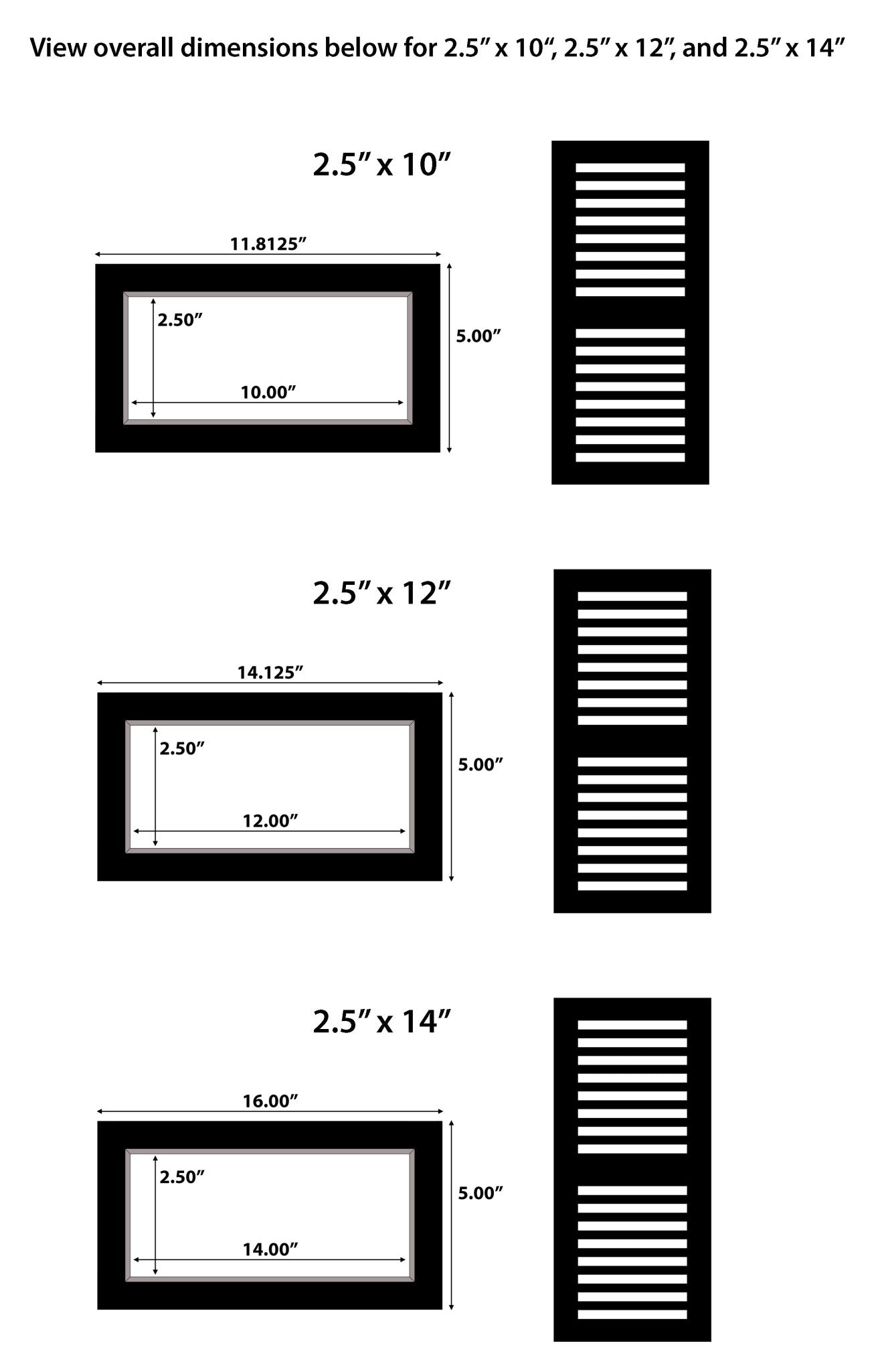 Flush Mount Vent (2.5" wide) - Accessory - 2585710550 - Brazilian Direct LTD